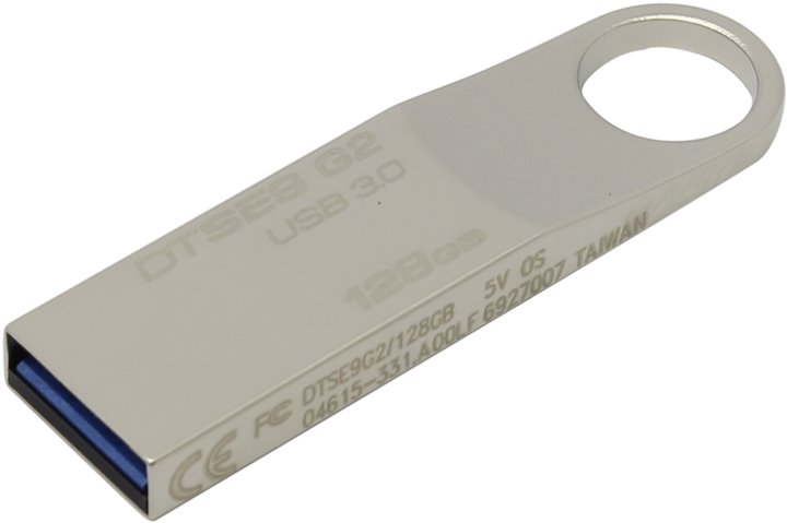 Флэш-накопитель 128 GB Kingston DataTraveler SE9 G2 (серебристый, металл, 15 MB/s 100 MB/s 39x12x5 мм, USB 3.0 Type-A) [ DTSE9G2/128GB ]