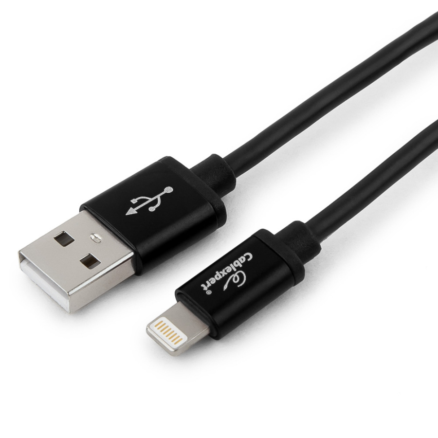 Кабель USB (M) - Lightning 8 pin Gembird Cablexpert Silver (черный, 1.8 м) [ C-S-APUSB01Bk-1.8M ]