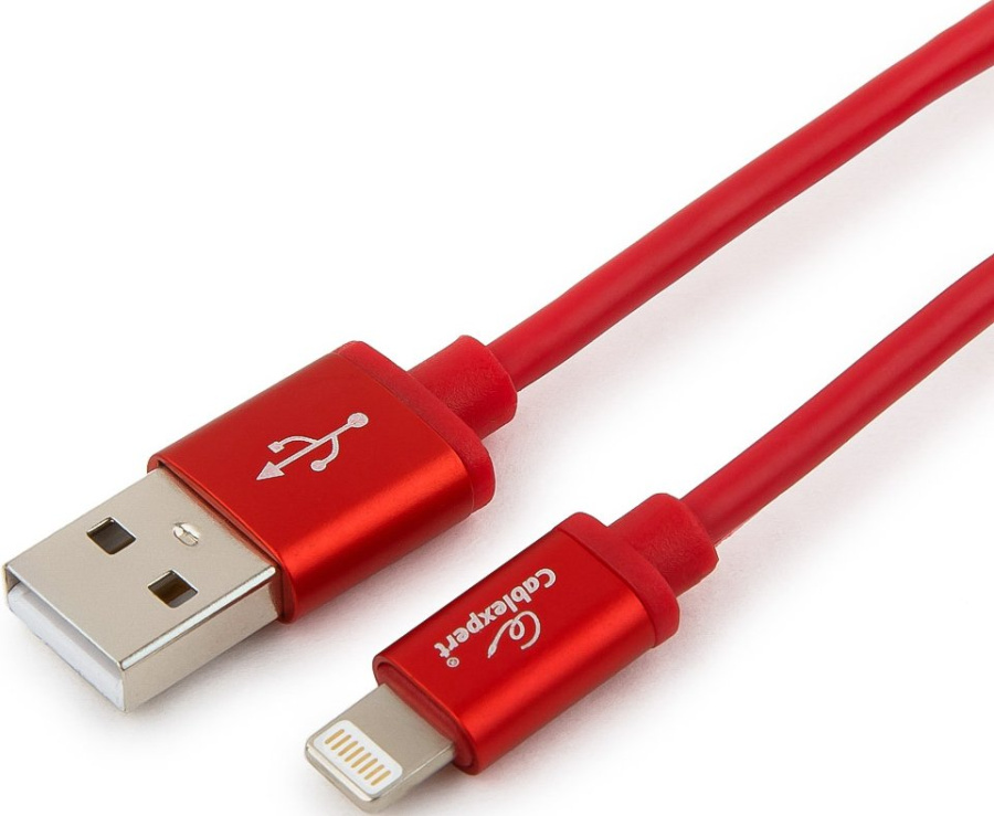 Кабель USB (M) - Lightning 8 pin Gembird Cablexpert Silver (красный, 1.8 м) [ CC-S-APUSB01R-1.8M ]