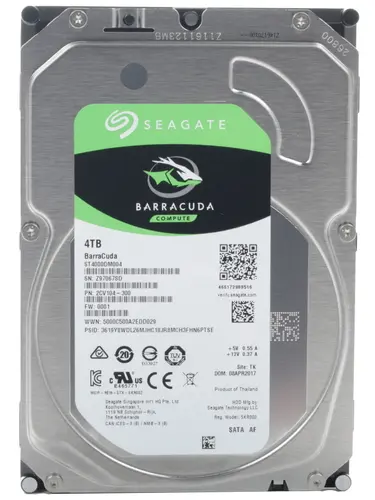 Жесткий диск SerialATA 3.5" 4000 GB Seagate BarraCuda (ST4000DM004) (5900 об/м, 256 MB, SATA600, для настольных ПК, Advanced Format 4Kn, толщина 20 мм