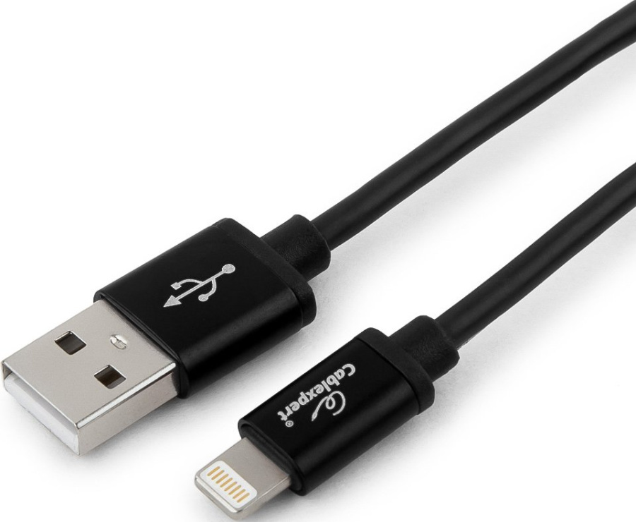 Кабель USB (M) - Lightning 8 pin Gembird Cablexpert Silver (черный, 3.0 м) [ CC-S-APUSB01Bk-3M ]