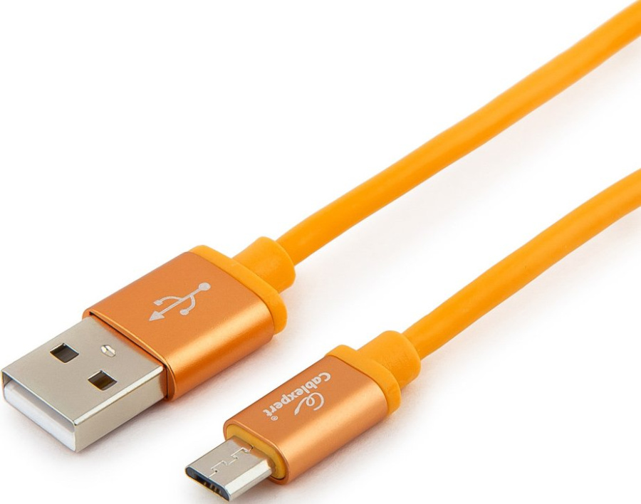 Кабель USB 2.0 Gembird Cablexpert Silver (USB Type A (male) - USB Type micro-B (male), 1.0 м, оранжевый) [ CC-S-mUSB01O-1M ]